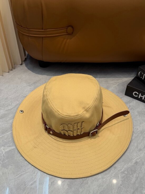 Miu Miu Khaki Canvas Buckle Bucket Hat